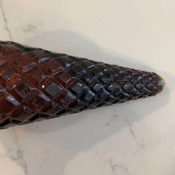 Ice cream  cone salt and pepper shakers vintage Amber glass with nesting station - Picture 9 of 12